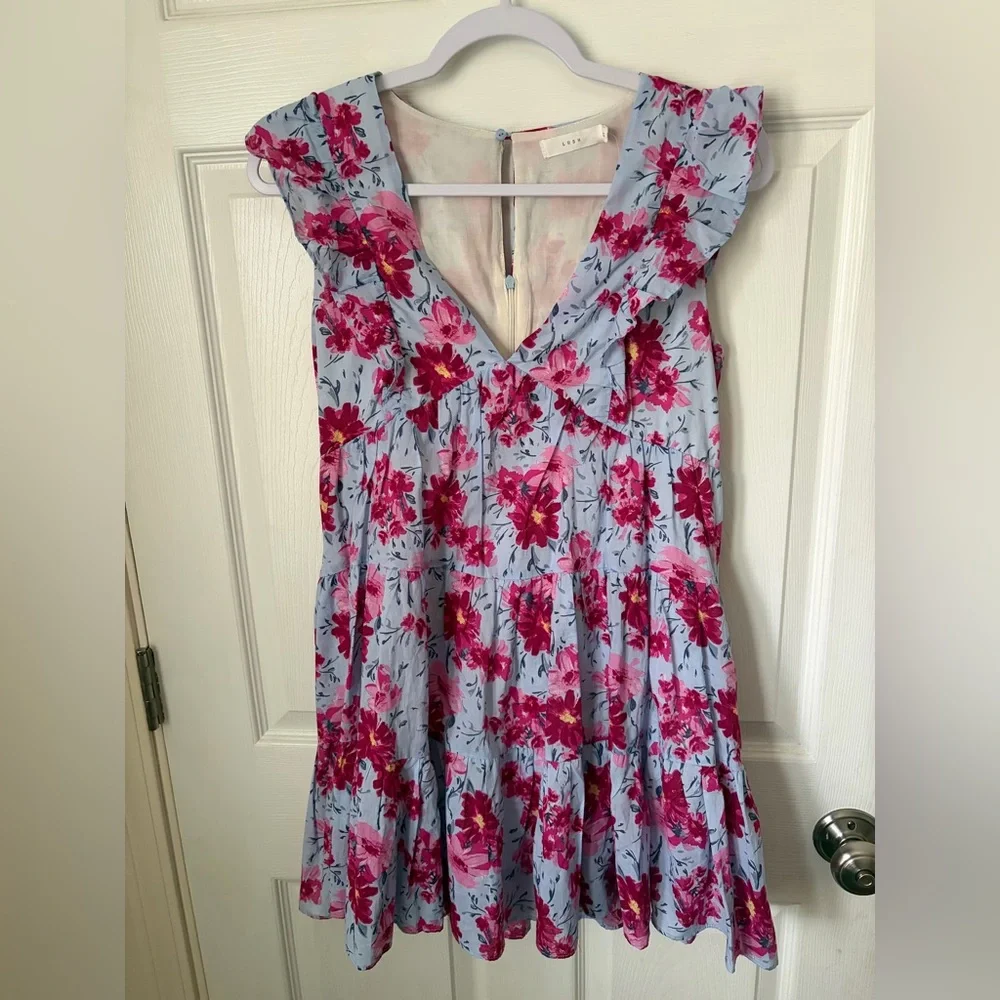 Lush Blue and Pink Floral Dress